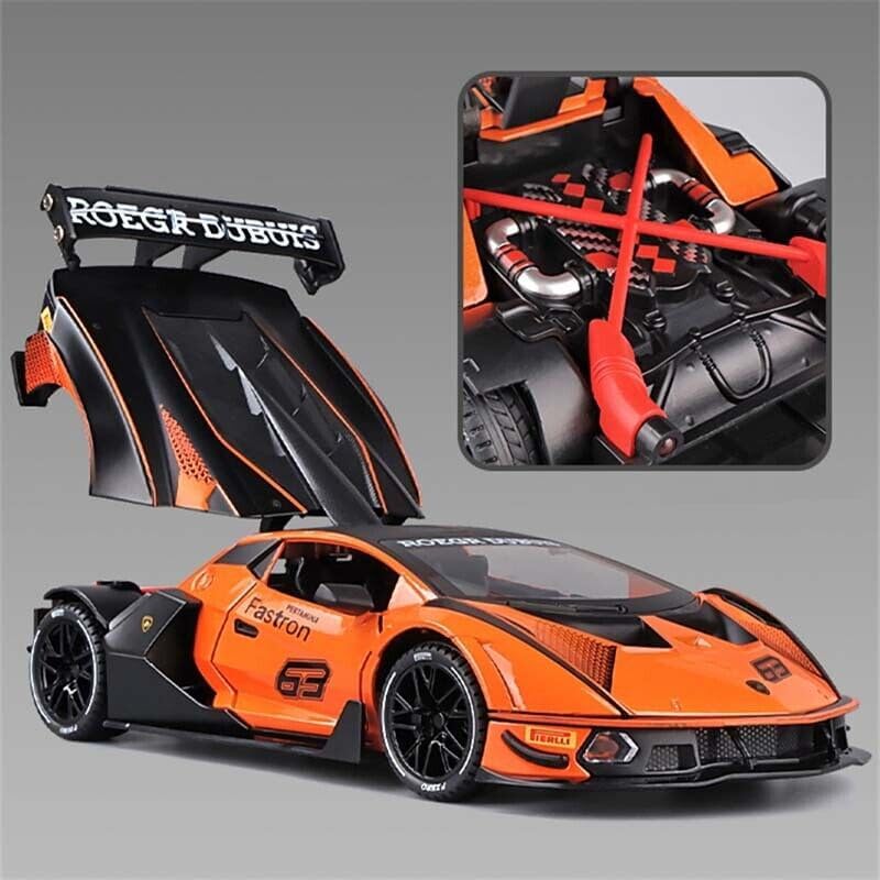 Image of Lamborghini Essenza SCV12 Model Car with Box, Zinc Alloy Pull Back Toy car with Sound and Light for Kids Boy Girl Gift [Colors as Per Stock]