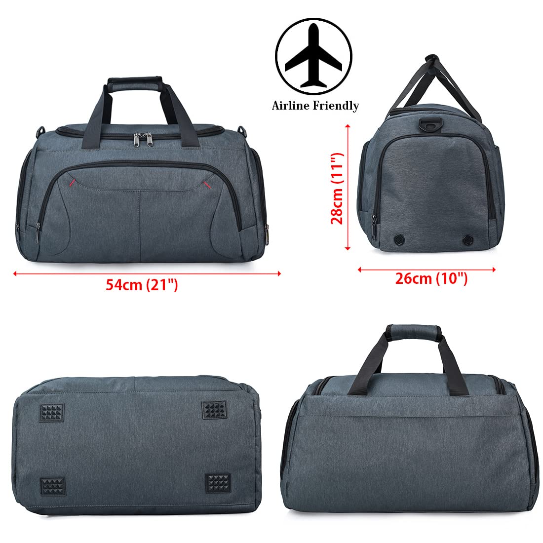 NUBILY Sac de Sport Homme Sac de Voyage avec Compartiment à Chaussures Grande Capacité Imperméables Weekender Sac Gym Fitness Sac Bandoulière pour Hommes Femmes Sac à Main 40L