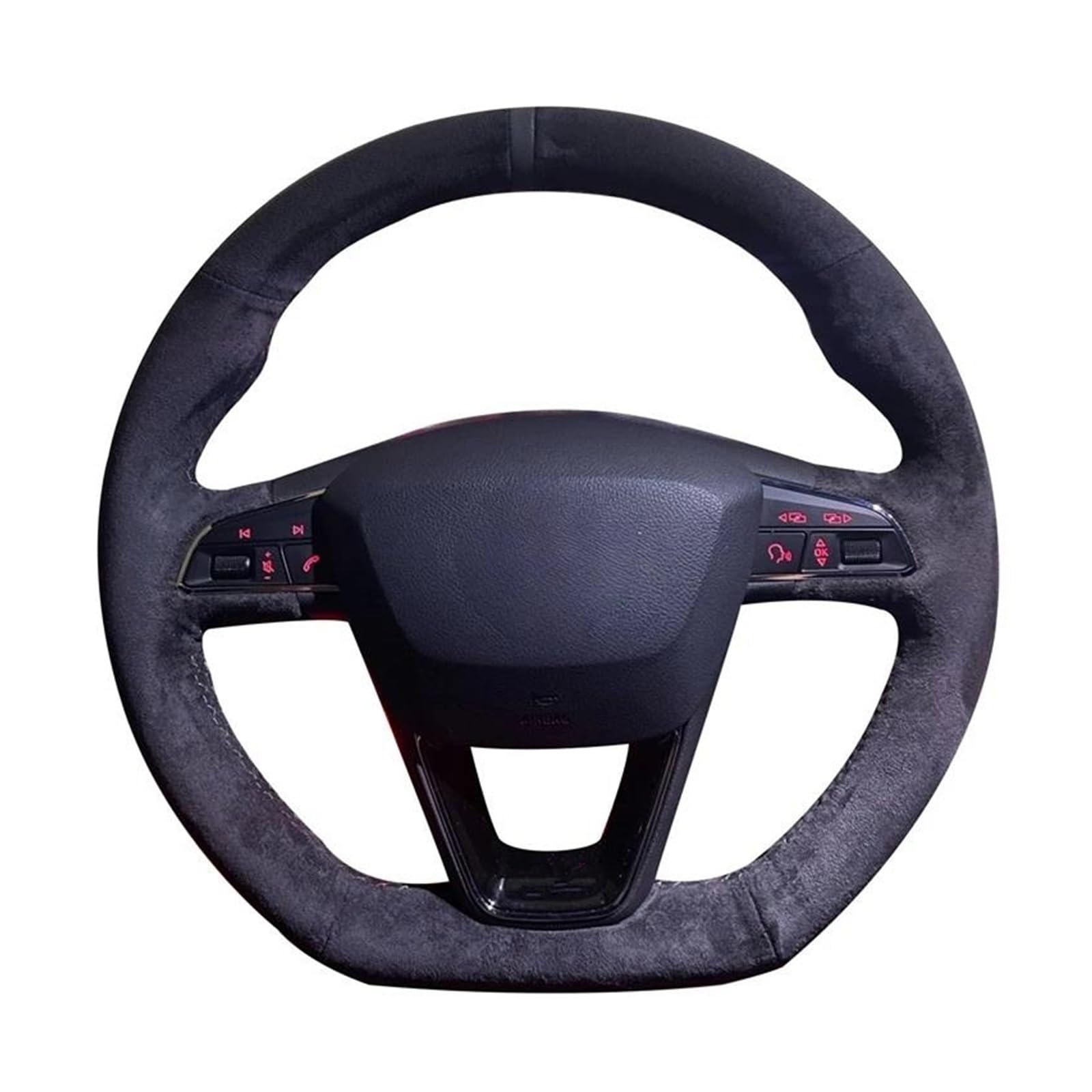 Lenkradbezug rutschfeste Schwarze Wildleder-Lenkradabdeckung Für Seat Für Cupra Für Ateca Für Cupra Für Ateca Für FR Leder Schutzhülle(Schwarzer Faden)