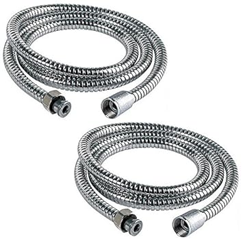 MLD Stainless Steel 1.5Meter Double-buckle Flexible Shower Hose Handshower Hose Replacement Shower Tube, Health Faucet Tube, Flexible Tube- pack of 2