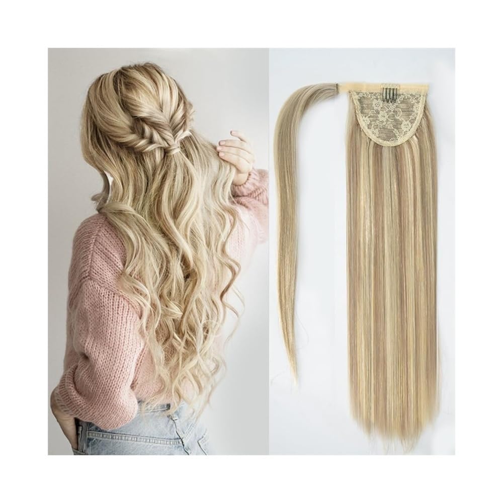 Ponytail Extensions Extensión de cola de caballo #8/613 Extensión de cabello humano envolvente alrededor de cola de caballo Extensión de cabello de cola de caballo de 10 "-26" de largo Clip recto en p