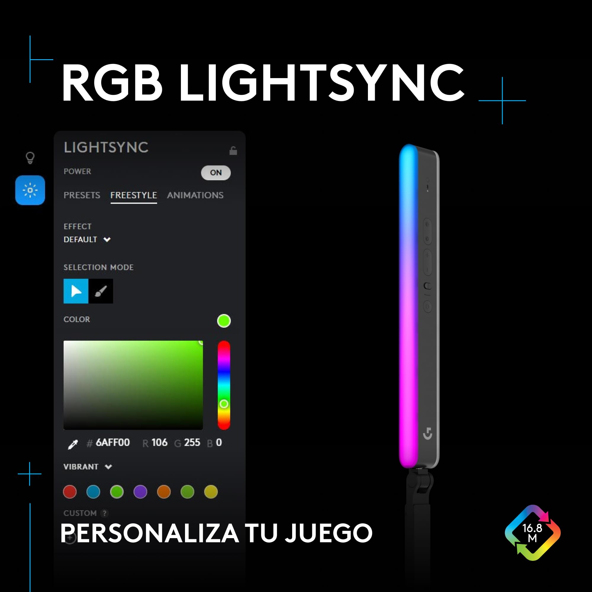 Logitech G Litra Beam LX, luz LED Principal Premium para Streaming, RGB de Doble Cara con TrueSoft, para Streaming, difusión, LIGHTSYNC, Bluetooth, USB, PC/Mac – Grafito