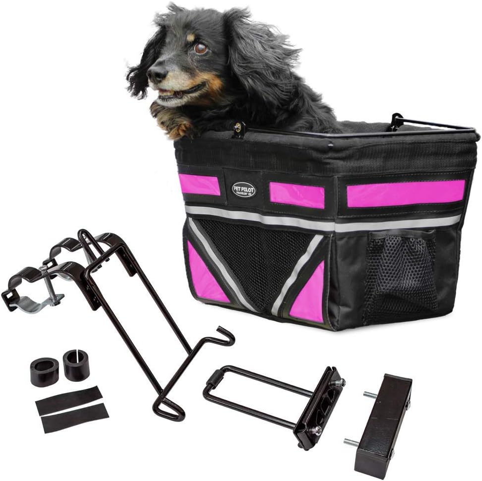 TRAVELIN K9 Pet-Pilot Original Small Dog Bike Basket with Color Options/Comes Assembled Just Install Mount (Pink)