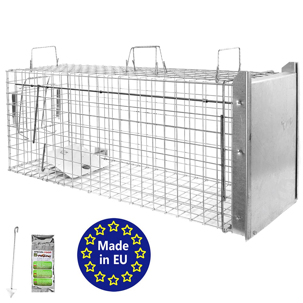 Petigi Animales Humane Trampa Jaula Captura Ratones Ratas Conejos Topos Martas Castores Tejones, Dimensiones/Modelo:Stable 5 (105 x 34 x 42 cm)