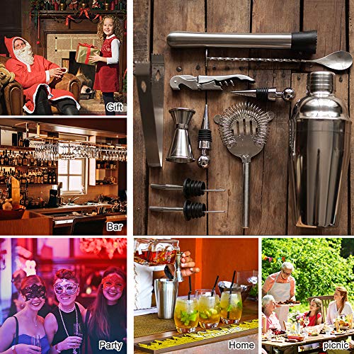 Surmounty Cocktail Set 15 Teiliges Bar Set, Drink Shaker Set Edelstahl Bar Zubehör, Barkeeper-Kit inkl. 750ml Cobbler… - Image 5