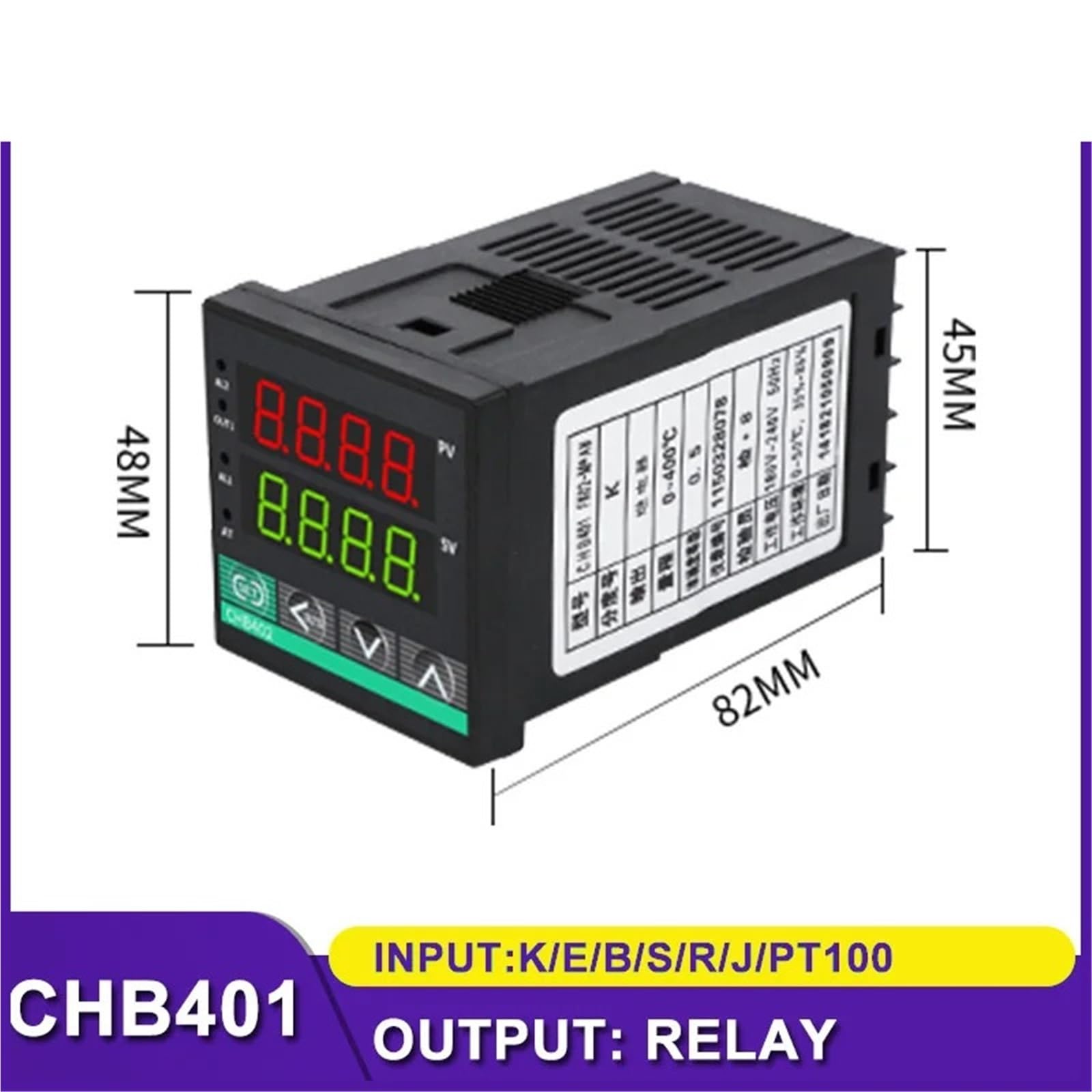 Relè SSR a doppia uscita PID AC220V Regolatore di temperatura Termostato Regolatore digitale CHB402 CHB401 CHB702 CHB902 MV AN Universale(CHB401 Relay output)