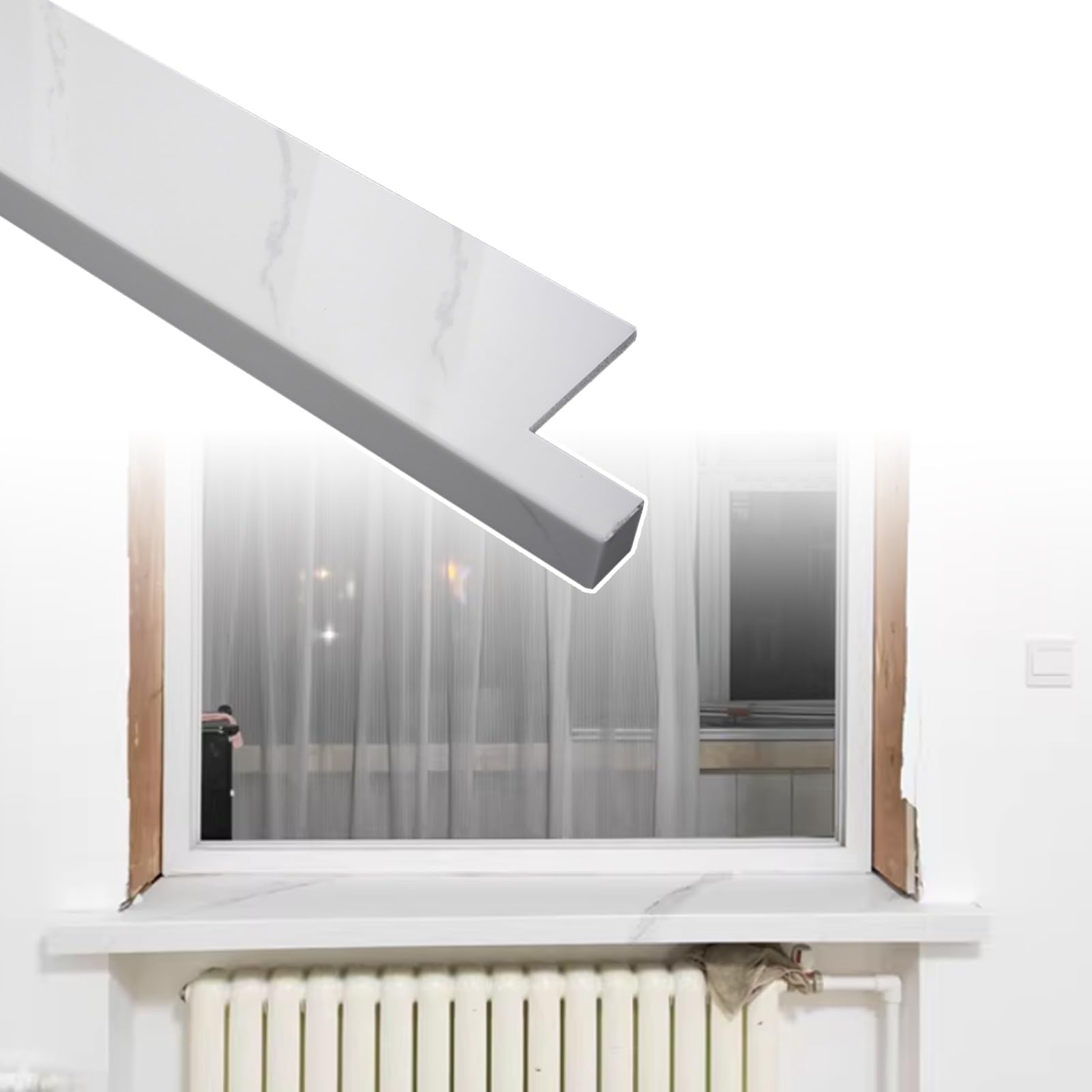 Davanzale per Finestra Copertura del Davanzale della Finestra con Finitura in Marmo Bianco, Copertura Impermeabile del Davanzale della Finestra, Protezioni per Il Davanzale della Finestra Il Soggiorno