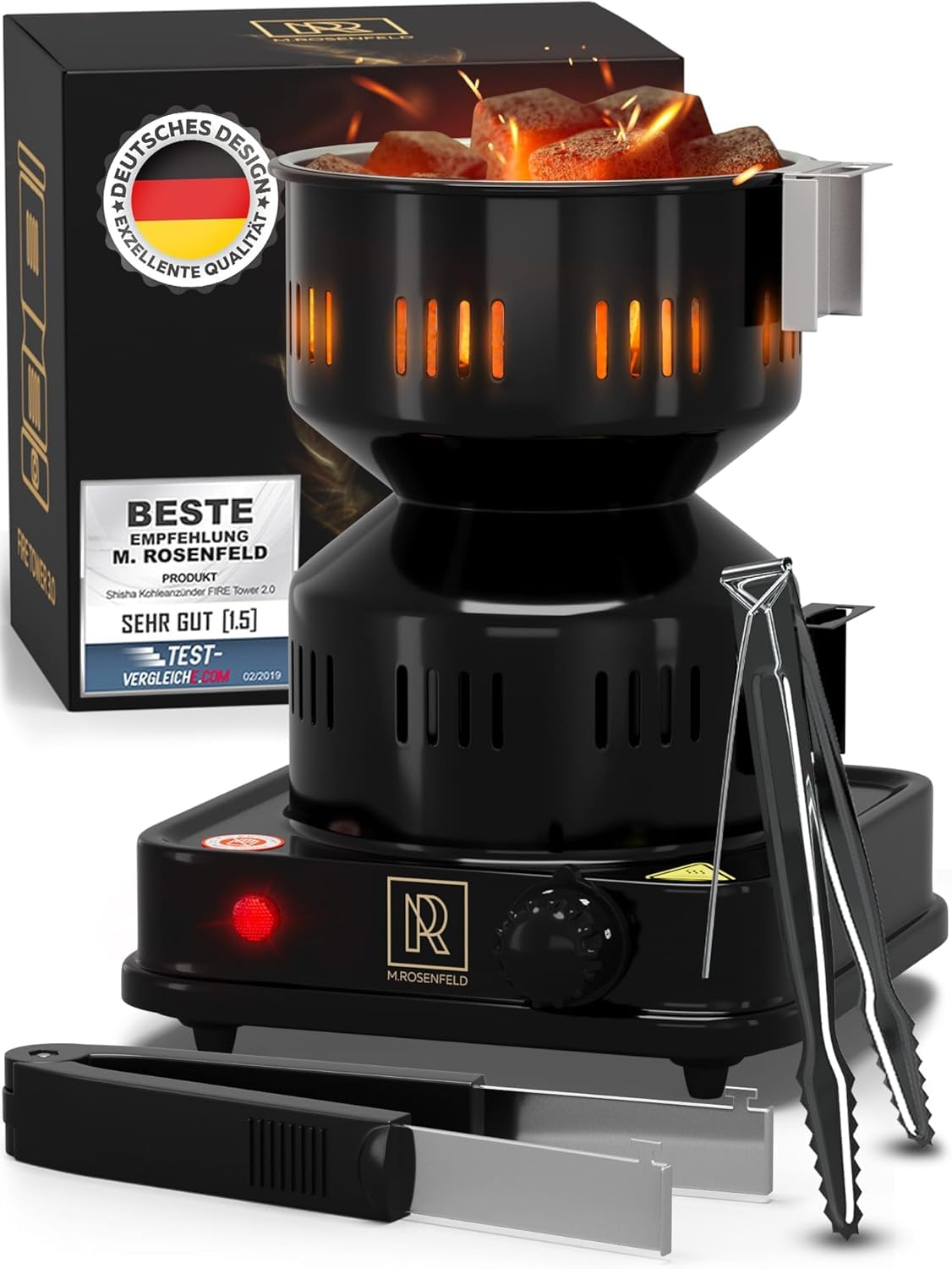 Allume Charbon Chicha Électrique RMAN 600W – Rapide, Sûr, Poignée Antidérapante + Câble 150 Cm