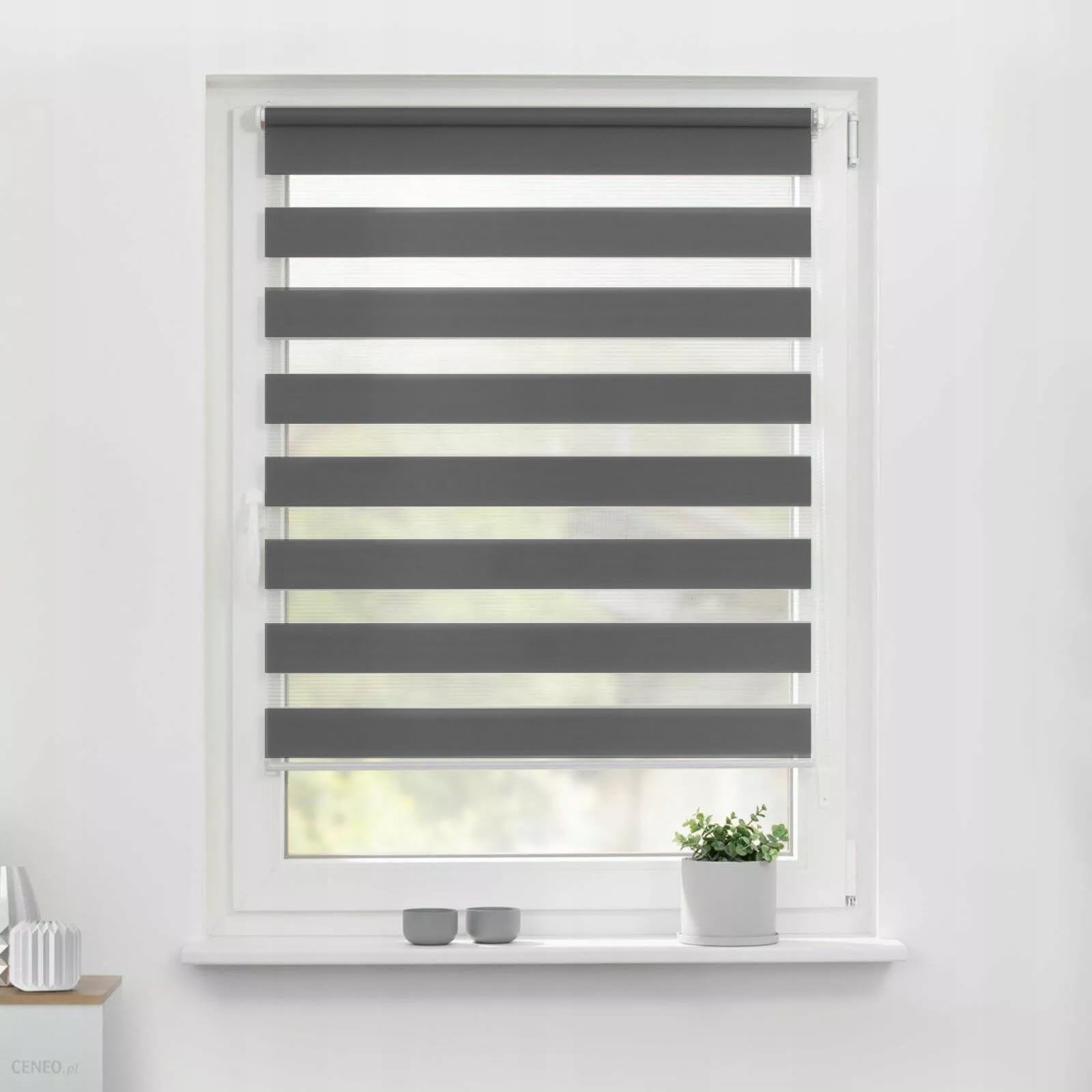 Tropik Home Day and Night Vision Zebra Roller Blinds, Easy Installation, Available in White, Black, Cream, Grey or Dark Grey, 20 Width sizes, 150cm Drop (Dark Grey, 130cm Wide (51.2"))