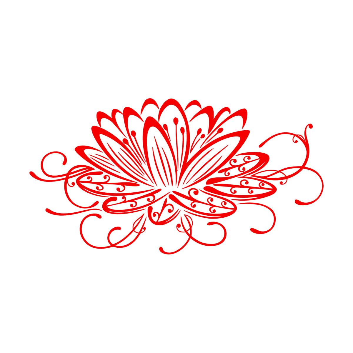 Lettering Decals Lotus Flower Water Lily Floral 32x58.9cm Removable Without Leaving Glue Small red โ image 1