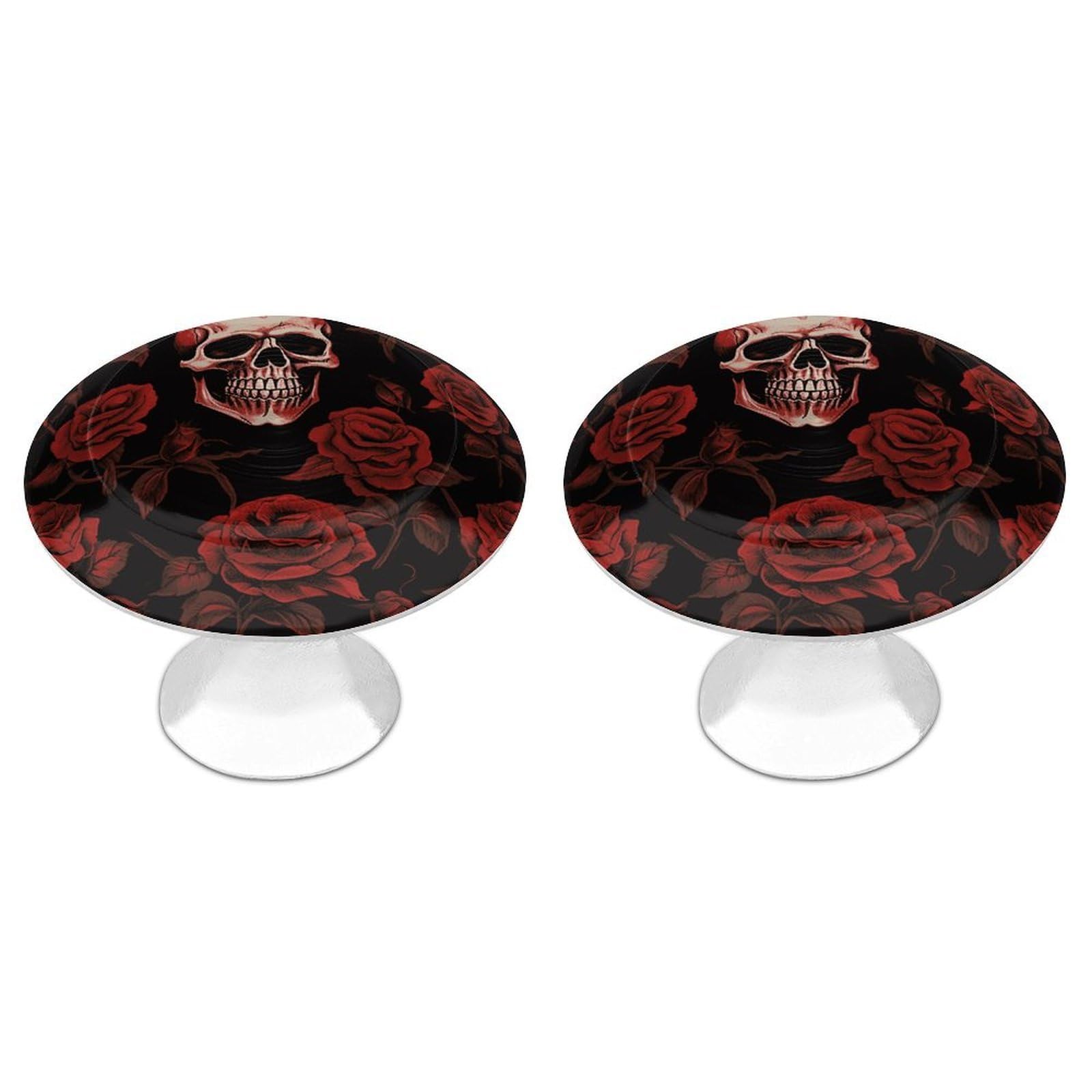 FekiLoot Skull Rose Cabinet Knob Kitchen Drawer Knob Stainless Steel Round Drawer Pulls Modern Cabinet Hardware Vintage Dresser Drawer for Kitchen Bathroom Closet Dresser Cabinets