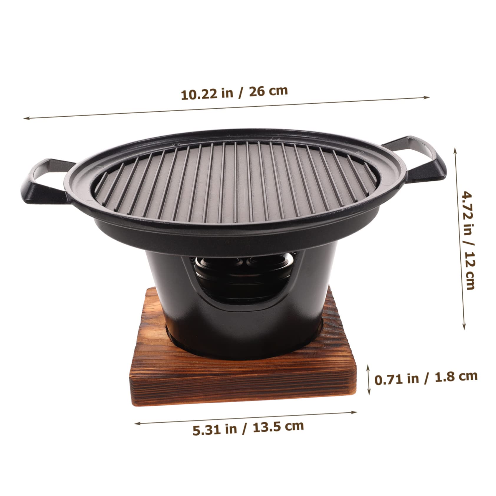 Mini Parrilla de Barbacoa sin Humo, Juego para 2-3 Personas | Aleación de Aluminio y Madera, Color Negro, Uso en Camping y Hogar, para Verduras y Comida