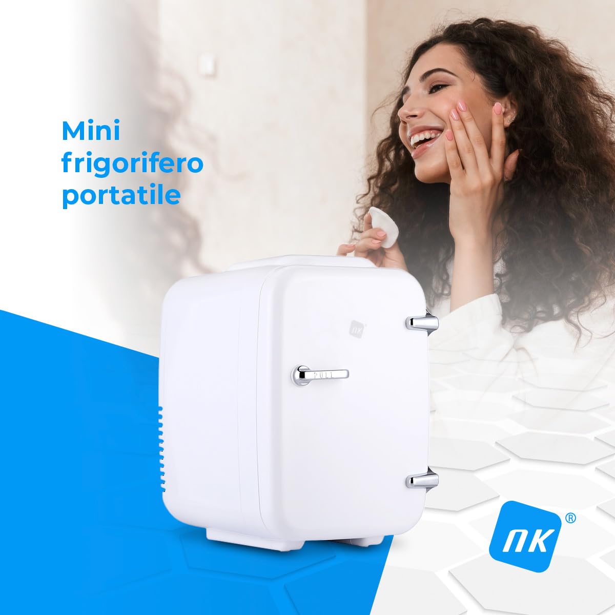 NK Mini frigorifero portatile, 4 litri di capacità, funzionamento 12 V-220 V, funzione raffreddamento e riscaldamento, per cosmetici e bibite
