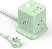 Vista 14 de Regleta de alimentación cúbica, FDTEK 4 salidas ampliamente espaciadas con 3 USB (1 USB C) Regleta de alimentación de enchufe plano con cables