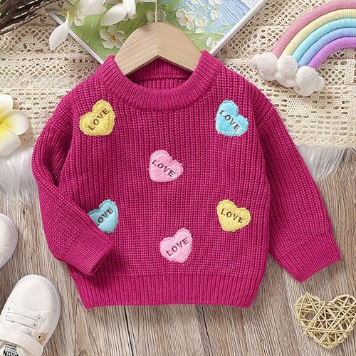 Toddler Cute Heart Print Pullover Ribbed Knitted Crewneck Chunky Sweaters Girls Warm Long Sleeve Fall Winter Tops3