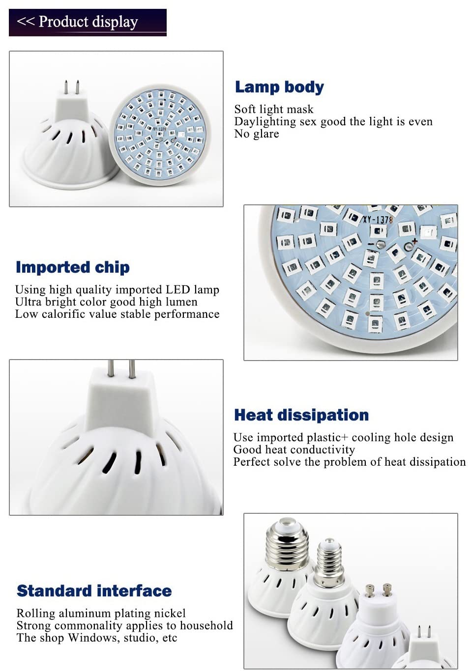 Illuminazione KJXP, Confezione da 20, Lampada for piante a spettro completo a LED AC220V E27/GU10/E14 3/5/7W Lampada for coltivazione di piante Luce di riempimento for tazza di plastica(GU10 80LED)