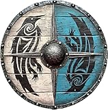Handcrafted 24-Inch Wooden Valhalla Raven Shield – Authentic Norse Viking Intricate Design, Perfect for Home, Office, or Collector’s Display, a Unique Symbol of Viking Heritage Multi