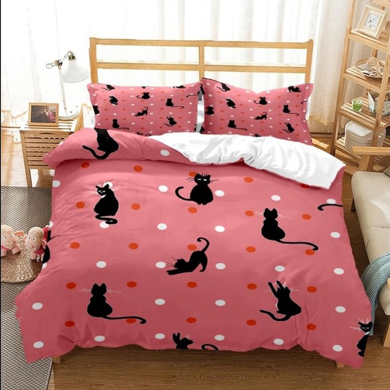 Housse de couette 140x200 chat imprimé 3D pour une chambre d'enfant cosy