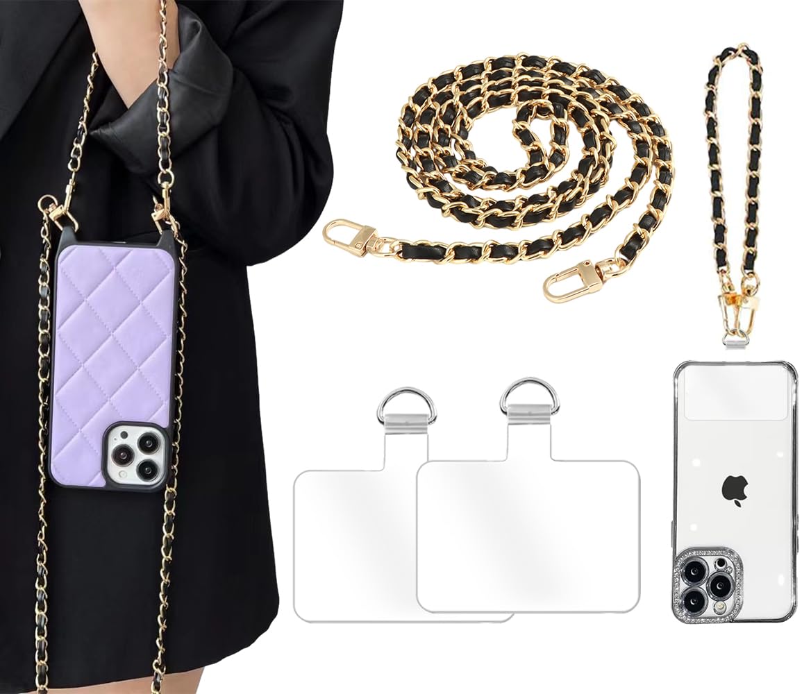 Turkalla 2Pcs Phone Crossbody Lanyard and Wrist Phone Strap,Universal Cell Phone Lanyard Strap Phone Chain with 2×Tether Tab