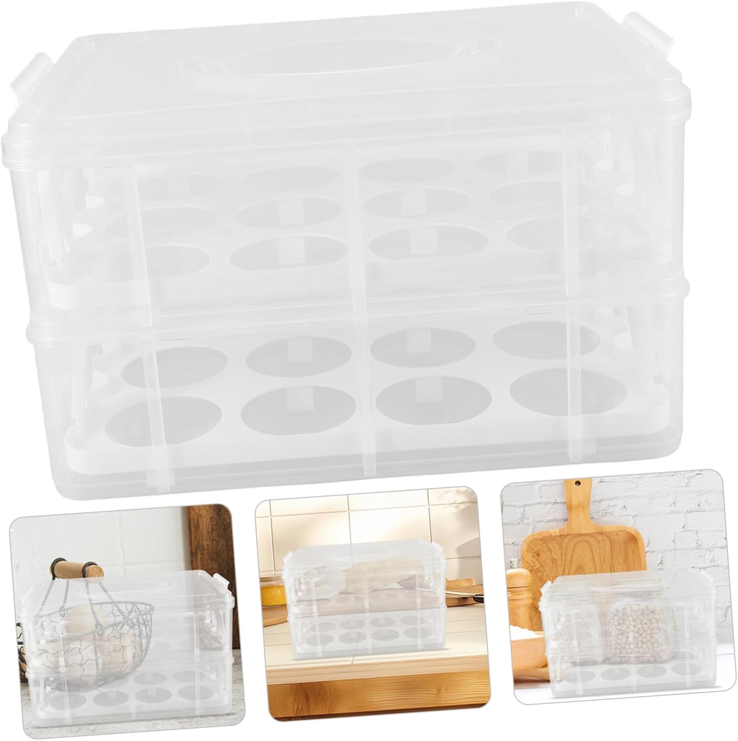 24holes Cake Transport Box Packaging Box for Desserts Handle Cupcake Carrier Portable Dessert Carrier Cover Multi-use
