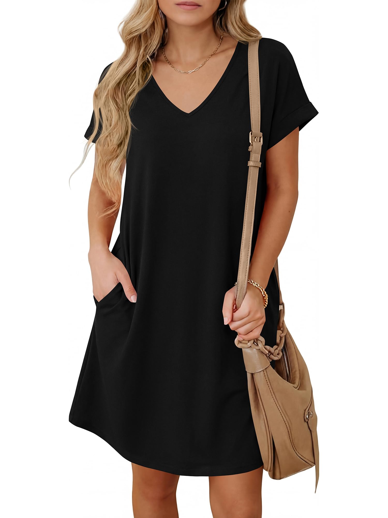 BTFBM Womens Summer Dresses 2026 Pockets Short Sleeve Loose Nightgowns Pajama Beach Vacation Casual Spring T Shirt Dress