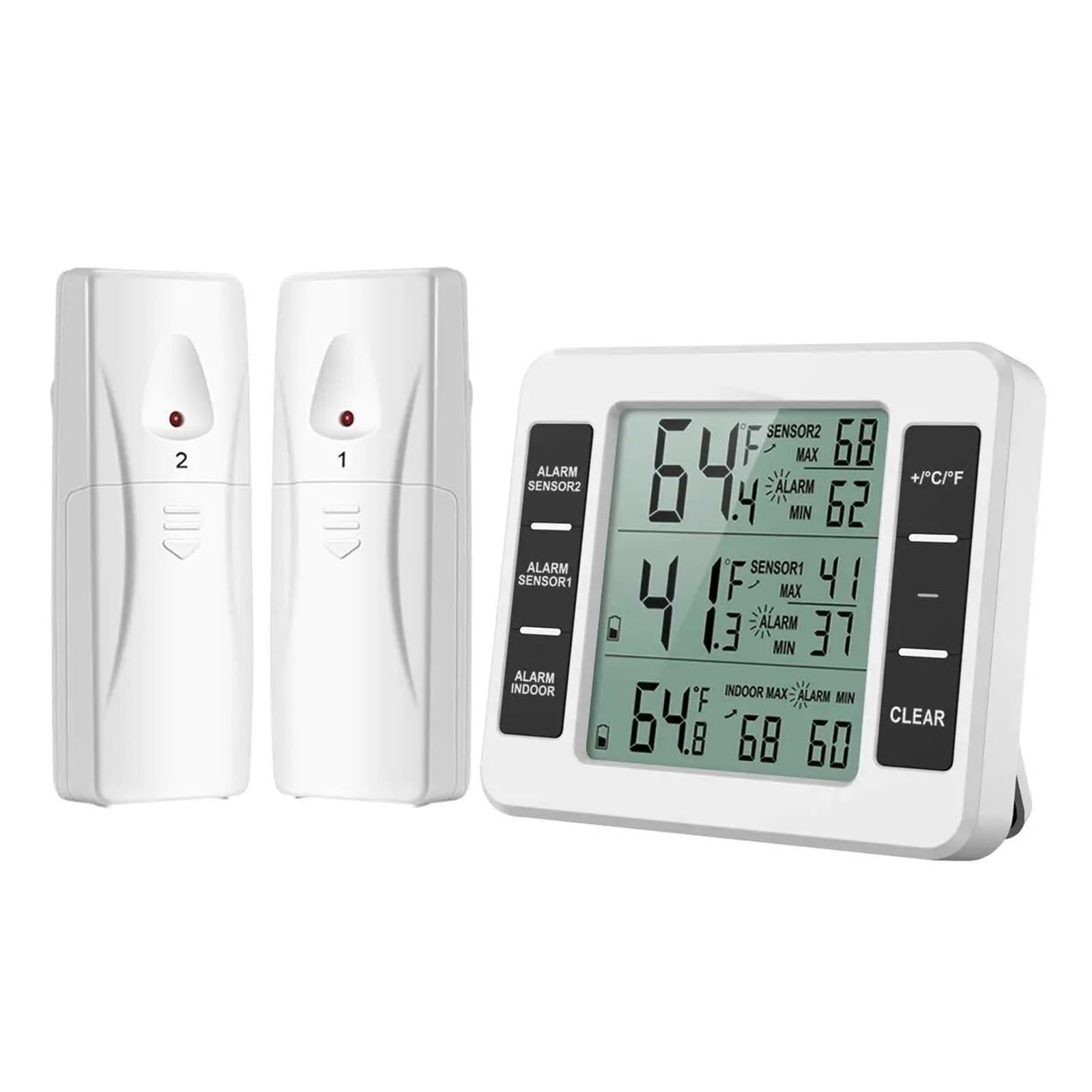 Thermomètre De Réfrigérateur LCD, Alarme Sonore Numérique, Compteur De Réfrigérateur Avec 2 Capteurs De Température, Affichage Min/Max, Intérieur Et Extérieur Moniteur Précis