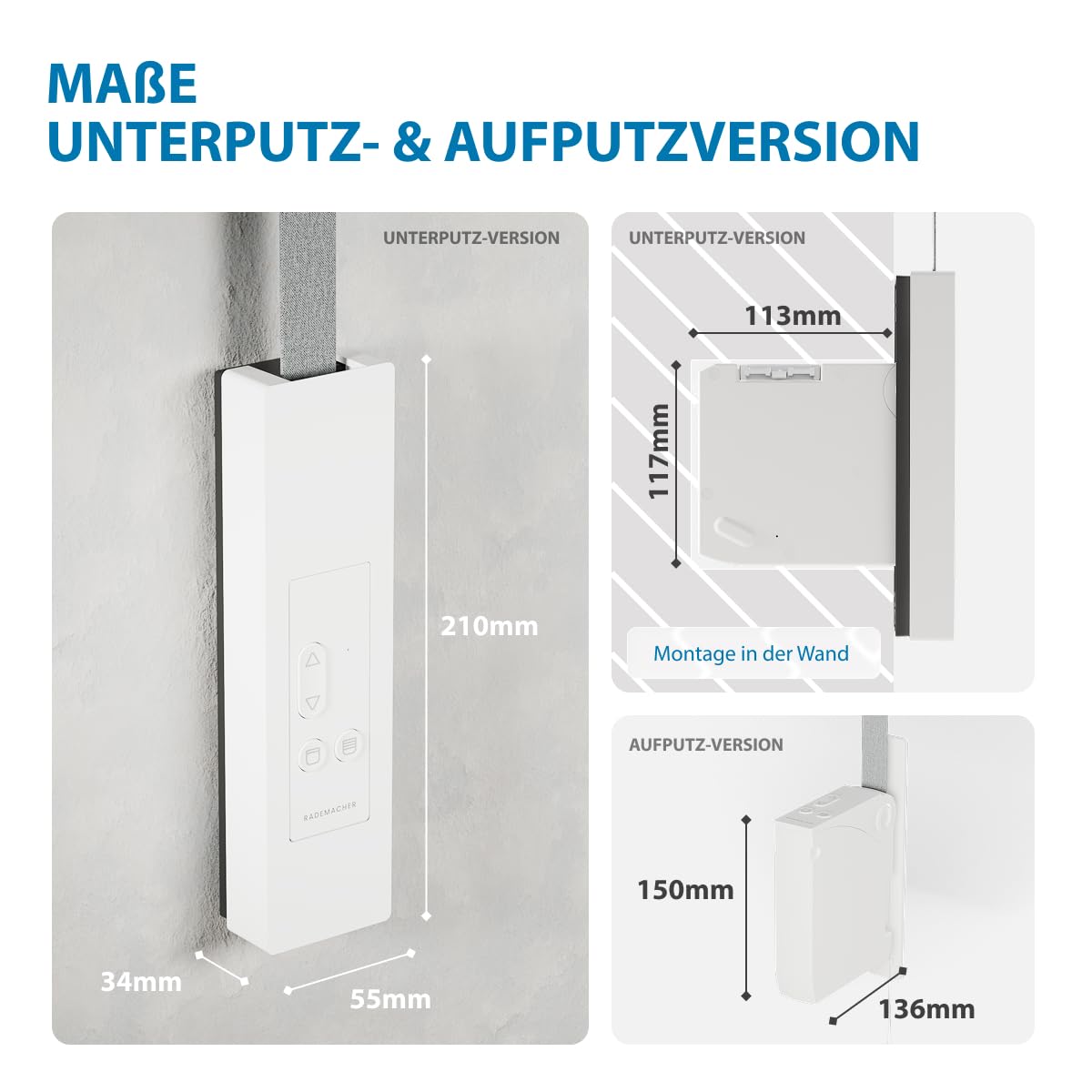 Rademacher Universal Gurtwickler smart; Elektrischer Gurtwickler mit Matter over Thread, kompatibel mit Apple Home, Amazon Alexa, Google Home; erfordert Thread Border Router; Rollladen-Gurtwickler