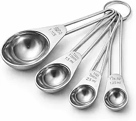 Conjunto de Colheres Medidoras em Aço Inoxidável – 4 Peças – Medidas Precisas para Cozinha premium