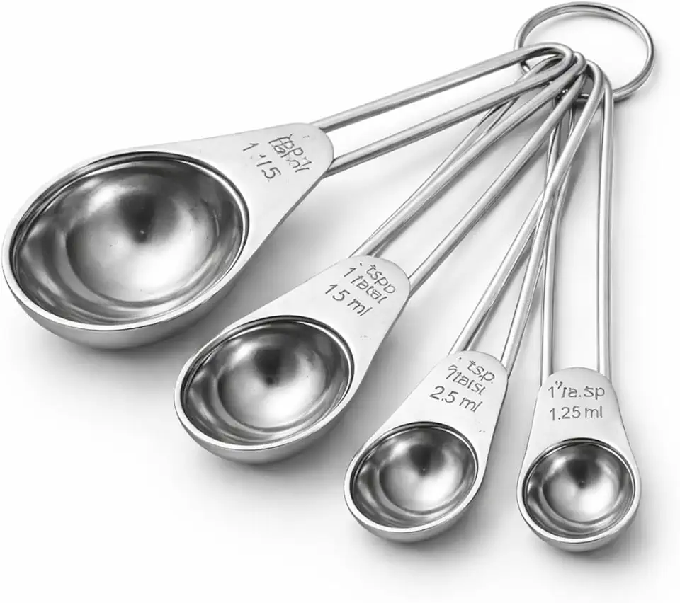 Conjunto de Colheres Medidoras em Aço Inoxidável – 4 Peças – Medidas Precisas para Cozinha premium