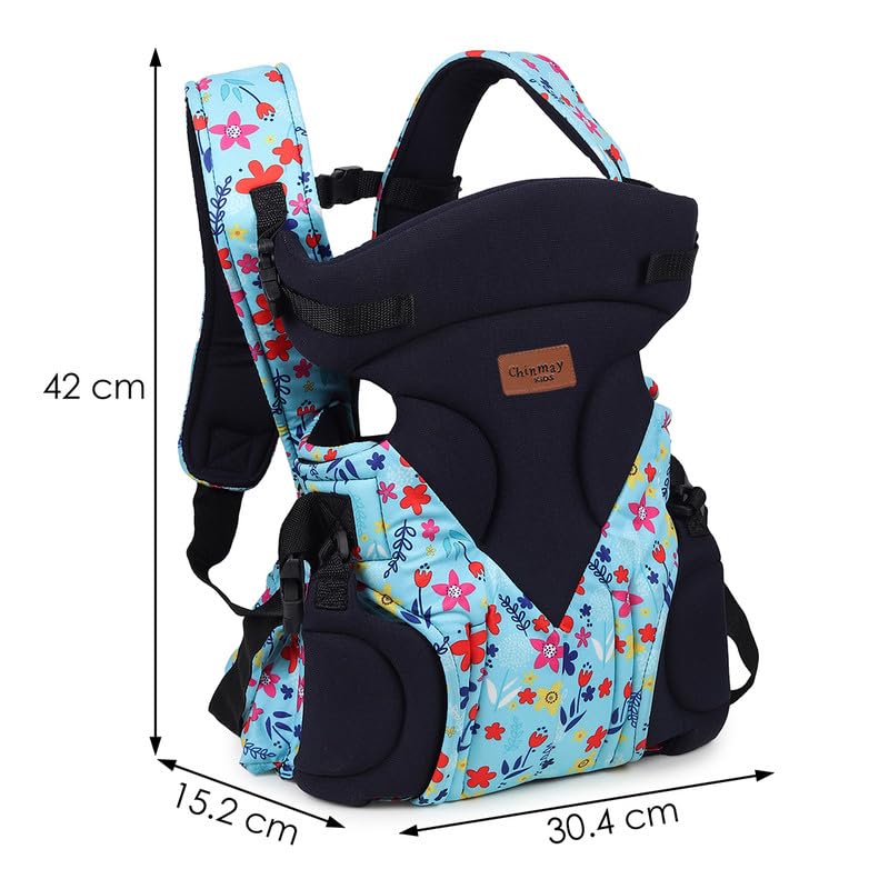 Image of Chinmay Kids Baby Carrier Kangaroo Toddler Sling Wrap Portable Infant Hip Seat Baby Carrier (Sky Blue, Back Carry)