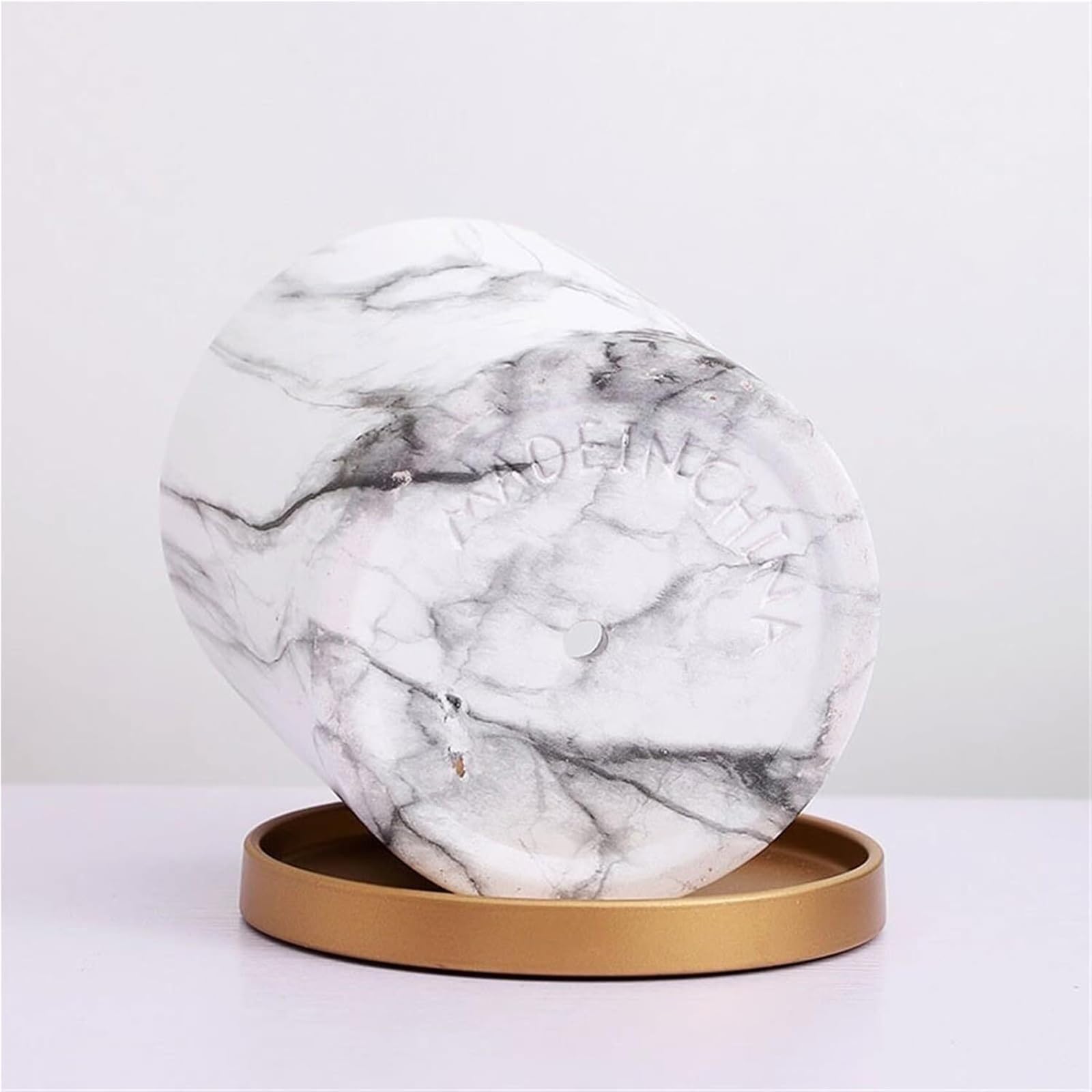 Doniczki na rośliny ceramiczna doniczka z tacą imitacja marmuru doniczka na storczyki i zielone rośliny prezenty dla miłośników roślin (L)