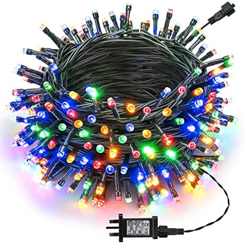 Joomer Christmas Lights Outdoor, 20M 200LED Christmas Tree Lights Mains Powered with Timer, 8 Modes Multicolor Fairy Lights Waterproof for Halloween Outside Window Garden Indoor Xmas Party Decorations