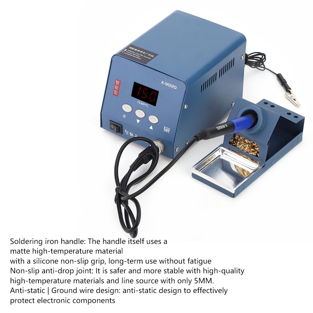 KS 9012D Digitale LCD-Touch-Button-Löt-Nacharbeitsstation – 220 V EU-Stecker – mit 3 Temperaturspeicherkanälen und 5-adriger Buchse – inklusive Vollmetallständer und integriertem