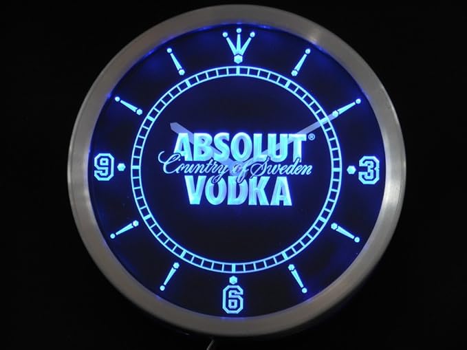 LED Neon Light Wall Clock ABSOLUT VODKA BEER Bar Cafe Pub