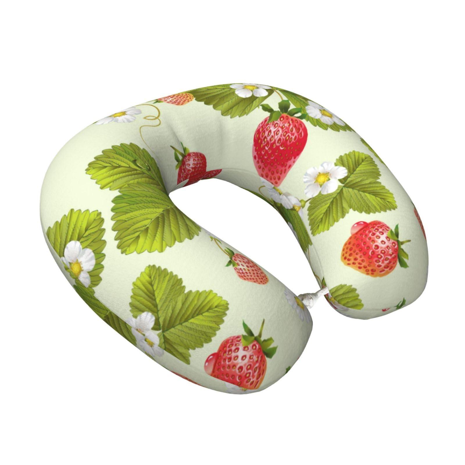 LKYMOH Lovely Strawberry, Travel Neck Pillow U-Shaped Memory Neck Support Soft Comfortable With Washable Cover For Airplane Car Traveling and Office
