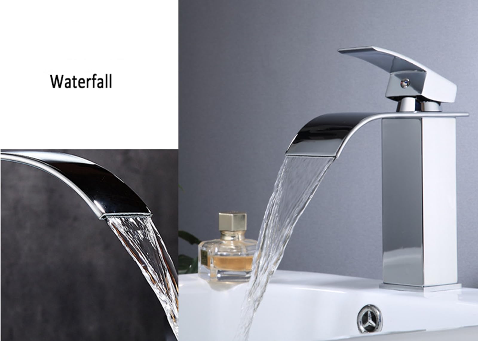 Rubinetto Bagno Lavabo Miscelatore Lavabo Rubinetto per Lavabo Ugello Piatto Cascata Ugello A Foro Singolo Cascata Calda E Fredda Raccordi per Lavello In Oro Rosa Lavabo Rubinetti Bagno