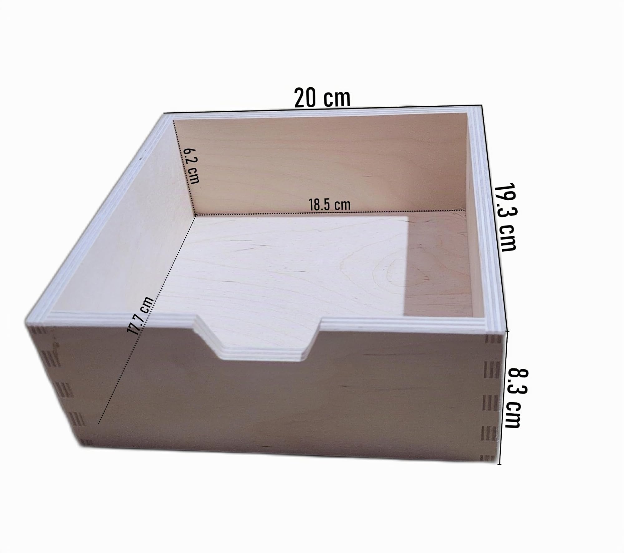 Wooden World Aufbewahrungsbox aus schlichtem Holz mit 6 Schubladen 42 cm x 28 cm x 20 cm