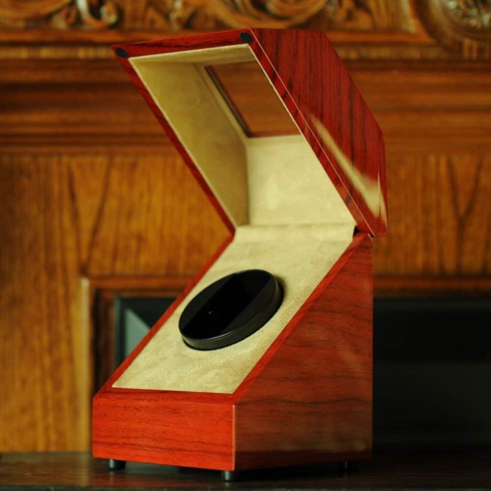 FENOKD Automatic Watch Winder,Mechanical Winding Box Motor Shaker Holder Display Jewelry Storage Organizer,Red Display