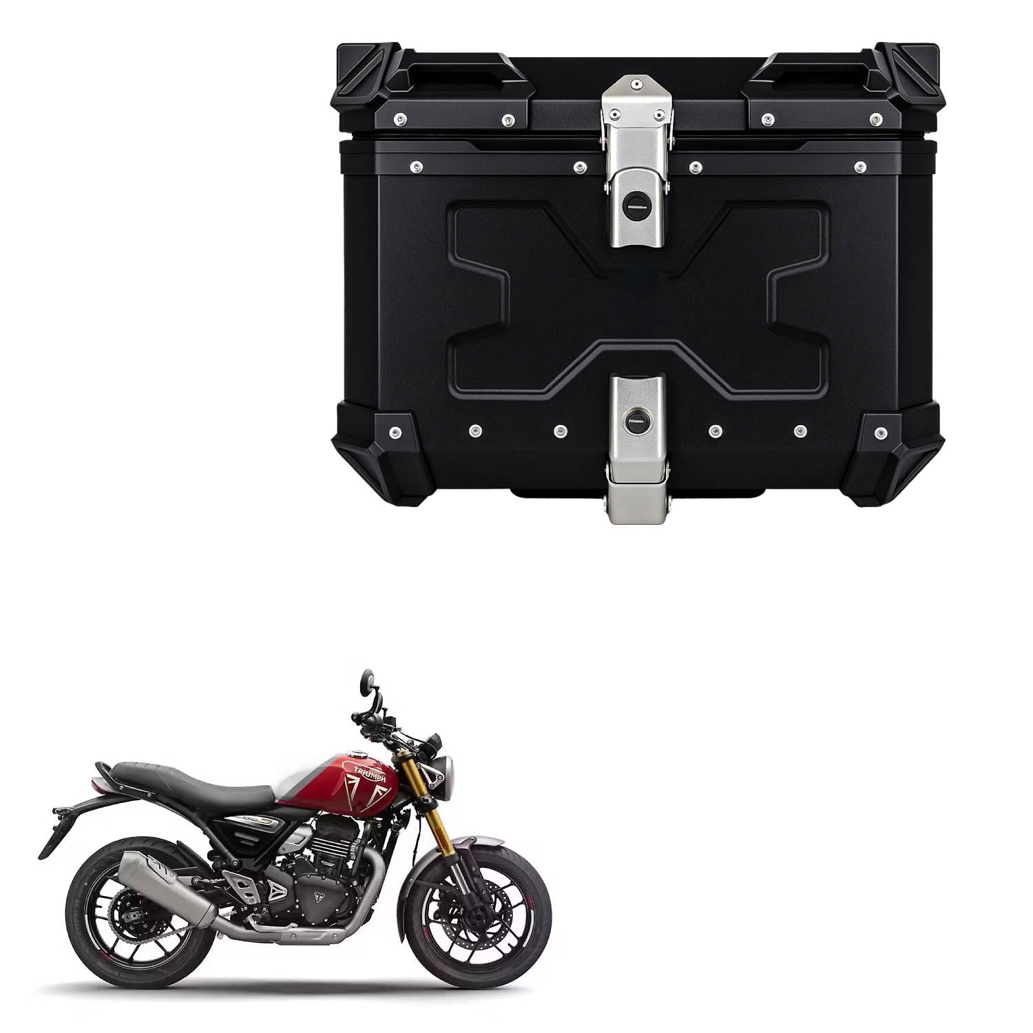 Vagary Metal Universal Motorcycle Top Box Pannier,45L Motorbike Hard Box Trunk Luggage Fit for Triumph Speed 400-picture-12