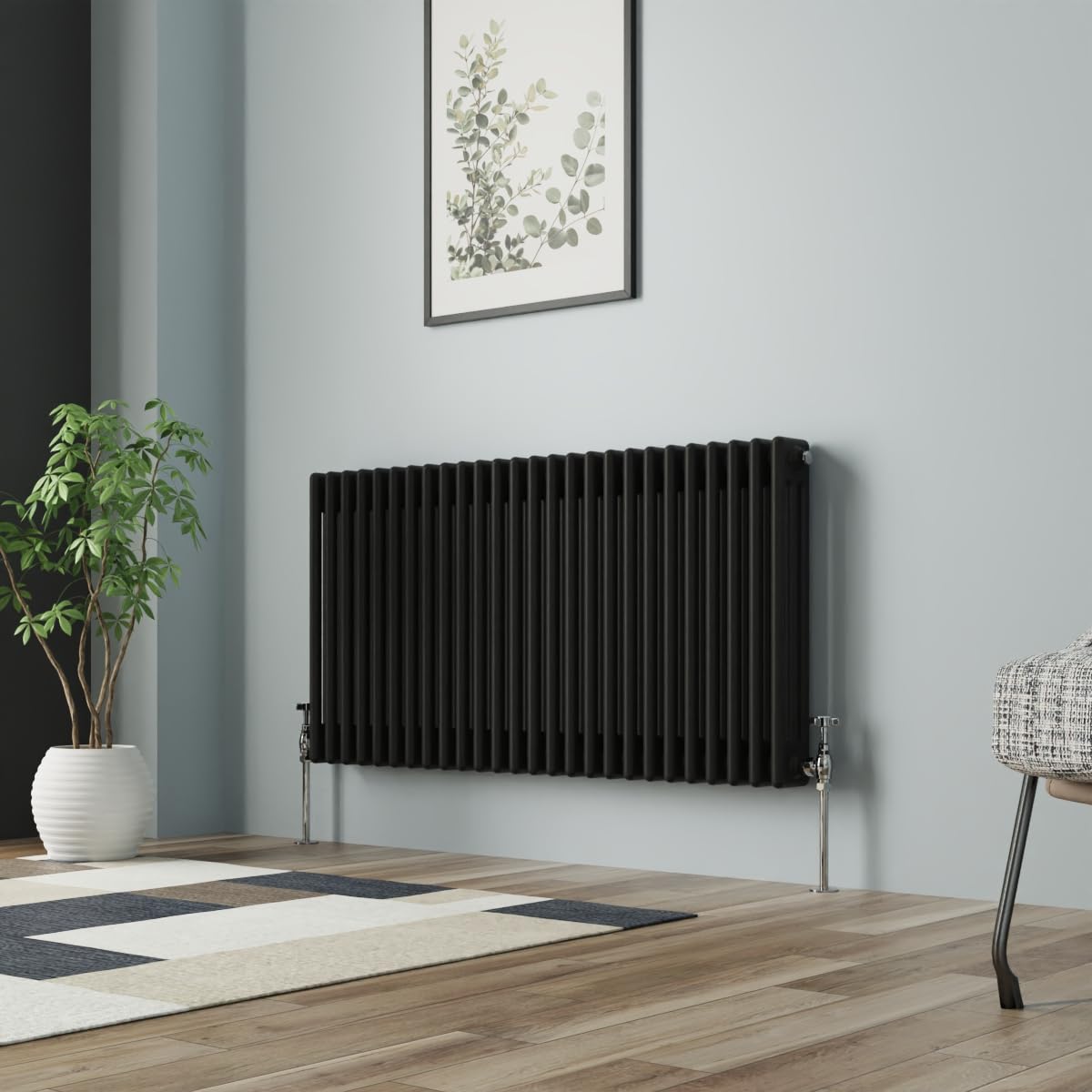 Nrg Black Column Radiator 600X1192mm Triple Cast Iron Rads
