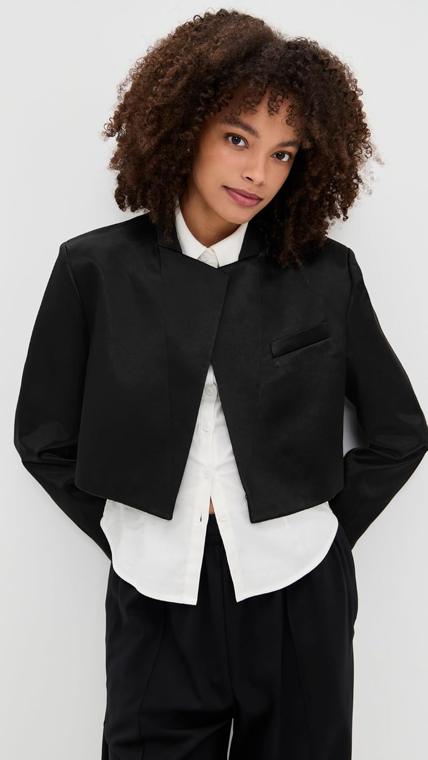 Helmut Lang Women's Cropped Satin Blazer - Image 2