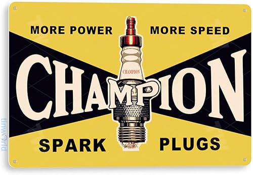 Tinworld Letrero de estaño Champion Spark Plug Retro Metal Sign Decor Garage Auto Shop Cave A284