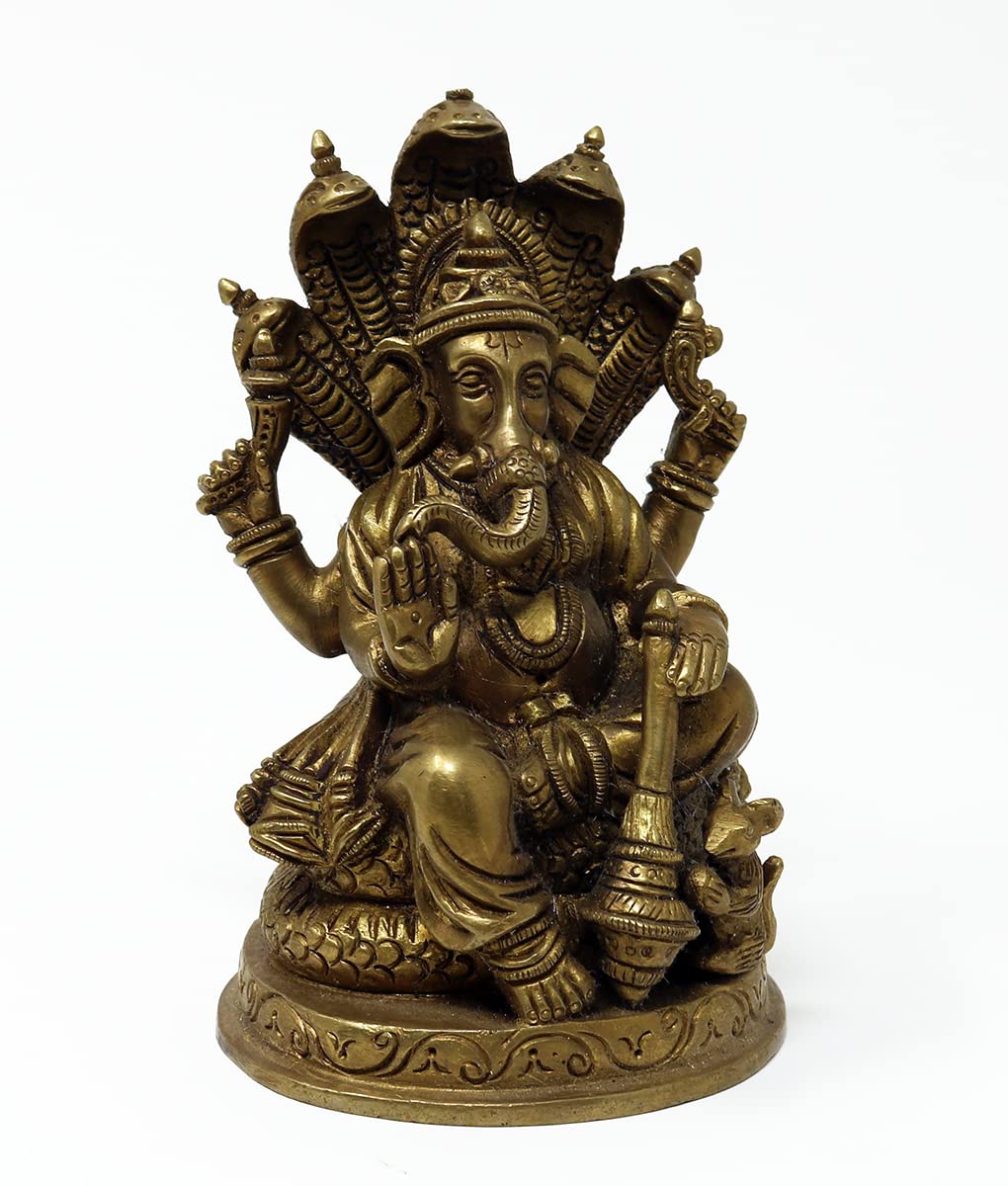 Statua in ottone del Signore Ganesha, dio indù, Ganesh, Ganpati, idolo, scultura buona fortuna e successo