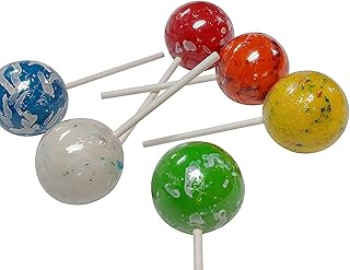 HUGE Jawbreakers On A Stick- Assorted Colors 2.25 Inch - 4 COUNT Rock Hard Candy Rainbow Candy