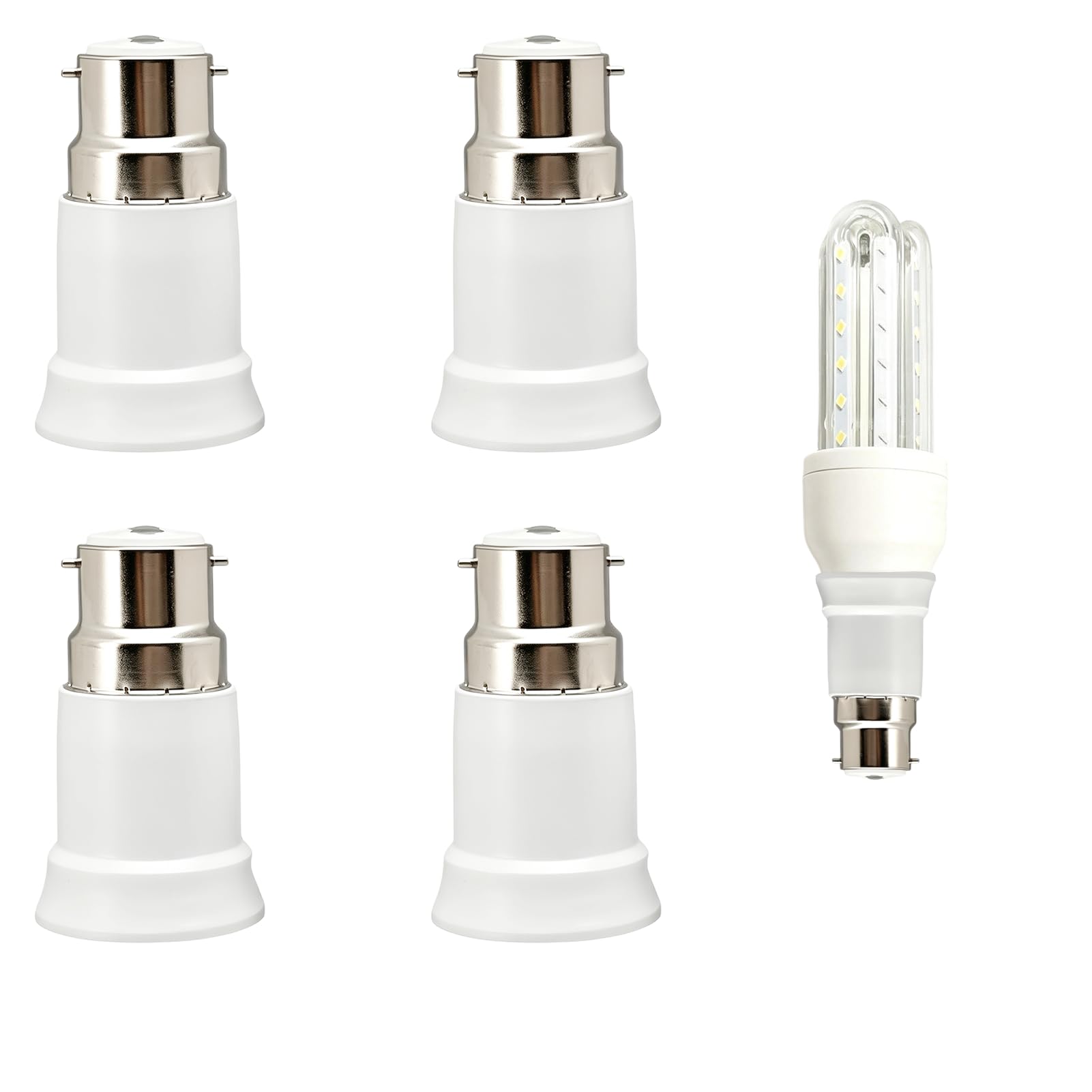 4PCS B22 To E27 Adapter,Bayonet To Screw Bulb Adaptor,Light Bulb Adapter,BC to ES Lamp Base Socket Converter,for Home Ceiling Fan Indoor Lighting Renovation Replacement Use for LED and Incandescent