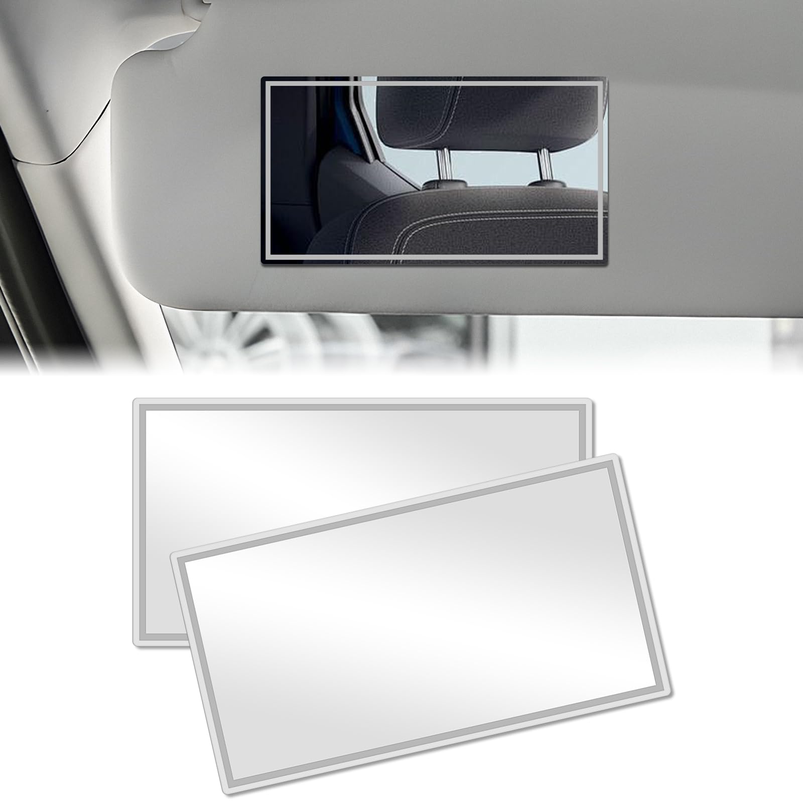 Adiwo Auto Sonnenblende HD Make-up Spiegel, 2 Tragbarer selbstklebender Auto Kosmetikspiegel, Universeller für Autosonnenblende Autositzlehne AutoInnen-Kosmetikspiegel, Quadratisch,11x6.5cm