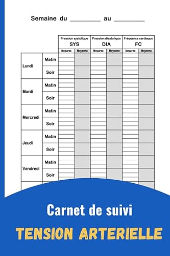 Carnet de suivi Tension Artérielle: Journal de bord pratique pour l'auto-surveillance de votre pression sanguine sur 1 an | Auto-contrôle quotidien de votre hypertension et de votre rythme cardiaque