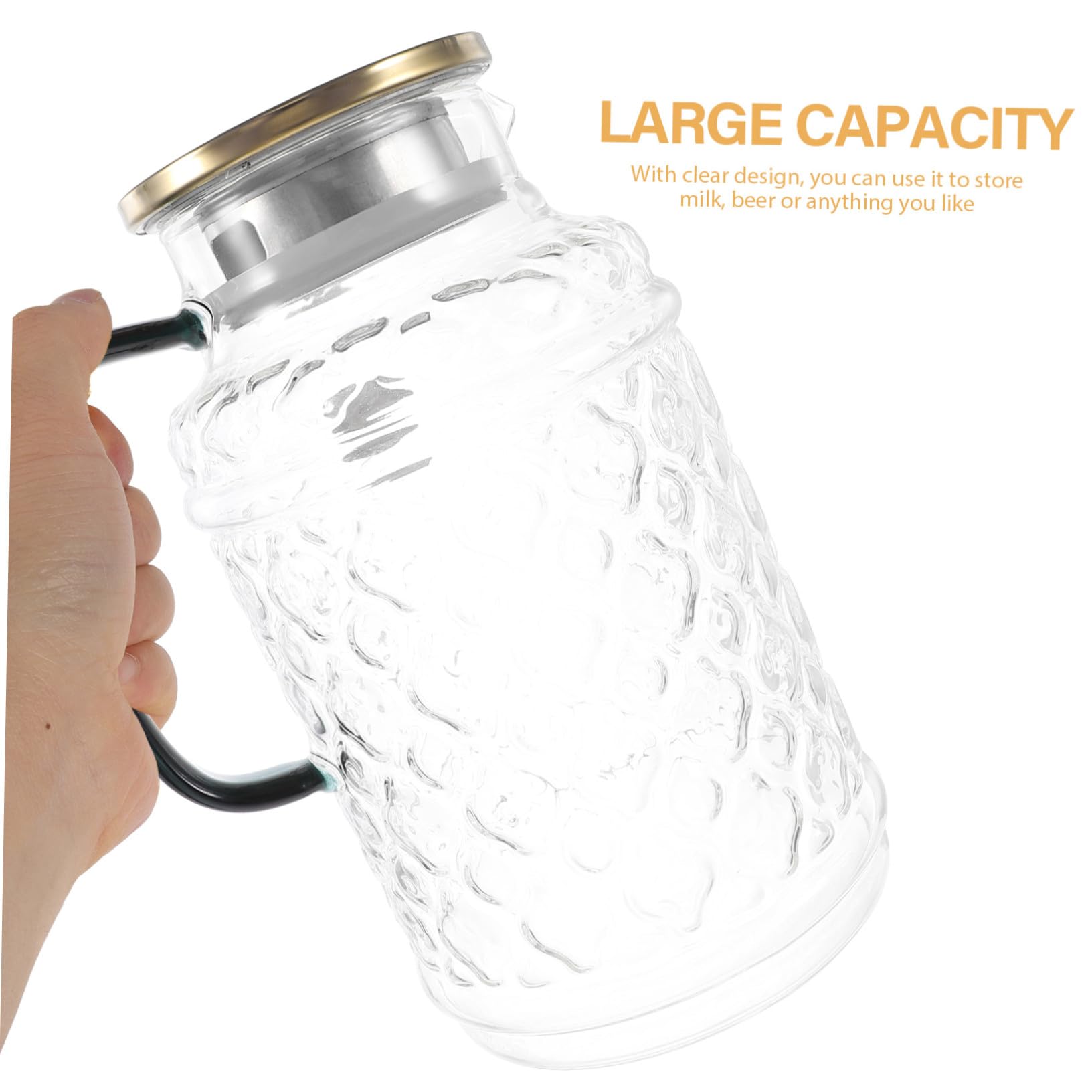 STOBAZA Jarra de Vidrio con Tapa para Nevera de 1.7l, Práctica y Fácil de Almacenar, Adecuado para Preparar Té y Bebidas Frías en Casa