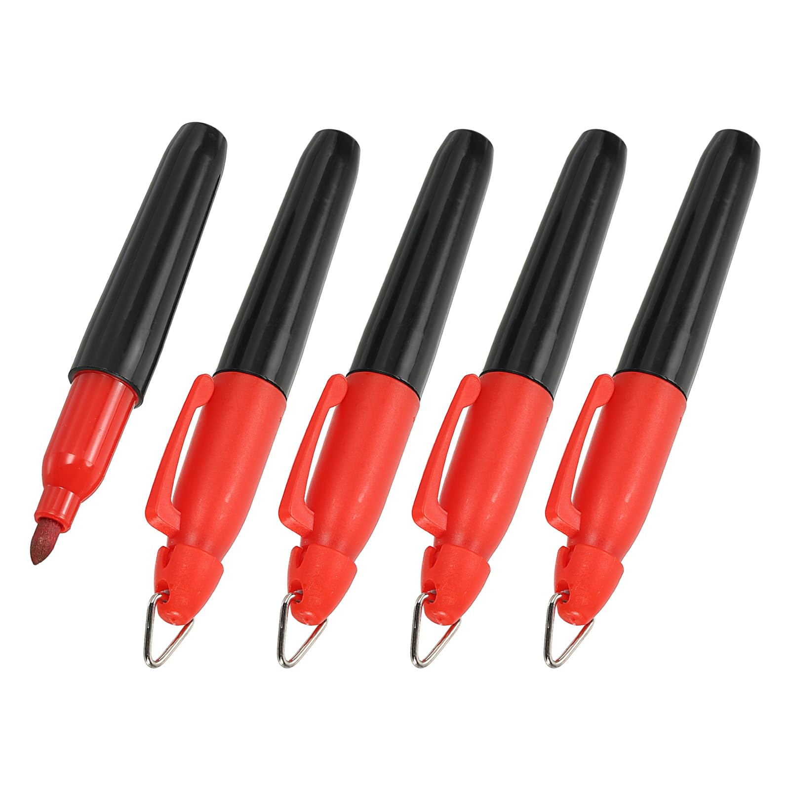 YOKIVE 5 Pcs Mini Permanent Markers, Office Golf Balls Markers Pens with Keychains Clips for Meeting Home Desktop Accessories (Red Ink)
