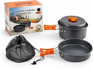 GO2CAMPS Aluminum Camping Cookware Set with Pot & Frying Pan | Lightweight Portable Cooking Set for Camping